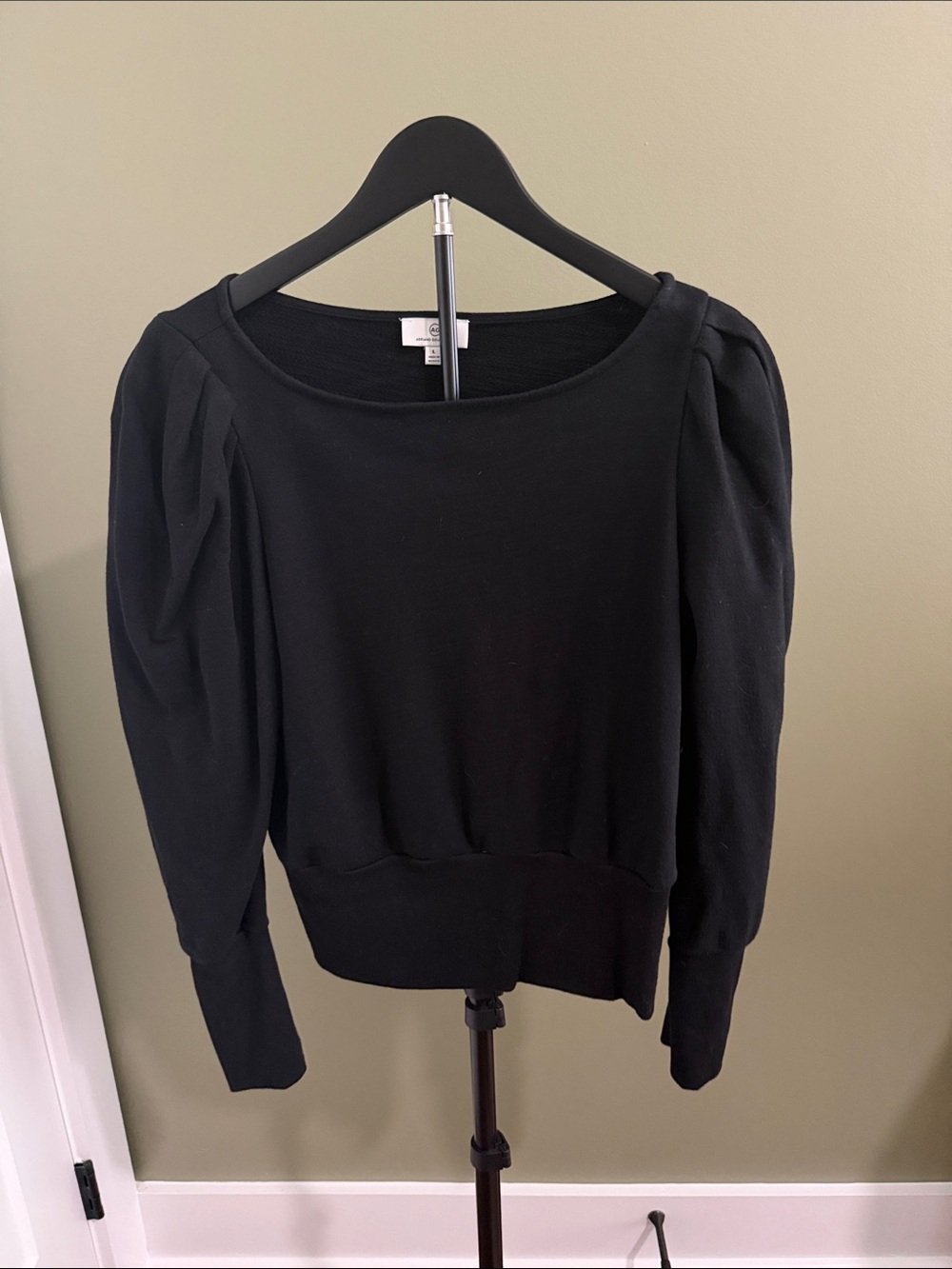 AG Black Puff Sleeve Women’s Top - Classic Boatneck